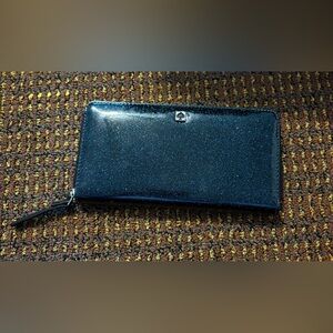 Kate Spade Navy Glimmer Sparkly Continental Wallet GUC